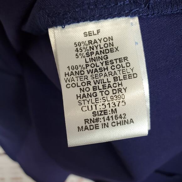 She + Sky Navy Babydoll Sundress Size M Button Accent Zip Back Slit Front NWT - Picture 7 of 12